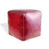 Pouf marocain cube bordeau pouf carré artisanal en cuir veritable