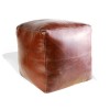 Pouf marocain cube marron chocolat pouf carré artisanal en cuir veritable