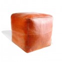 Pouf marocain cube tabac pouf carré artisanal en cuir veritable