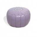 Pouf design cuir marocain violet pouf en cuir véritable fait main