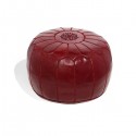 Pouf design cuir marocain bourgogne pouf en cuir véritable fait main
