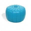 Pouf design cuir marocain bleu clair pouf en cuir véritable fait main