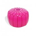 Pouf design cuir marocain rose pouf en cuir véritable fait main