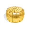 Pouf design cuir marocain Doré pouf entièrement fait main