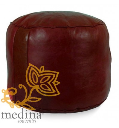 Pouf rond rosace bordeau pouffe en cuir veritable fait main