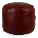 Pouf rond rosace bordeau pouffe en cuir veritable fait main