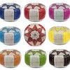 Pouf fassi en cuir ivoire et chocolat pouffe marocain en cuir veritable fait main