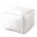 Pouf carré blanc en cuir surpiqué pouf haute qualité entièrement fait main