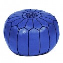 Pouf design cuir marocain bleu marine pouf en cuir véritable fait main