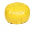 Pouf design cuir marocain jaune pouf en cuir véritable fait main