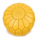 Pouf design cuir marocain moutarde pouf en cuir véritable fait main