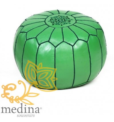 Pouf design cuir marocain vert pouf en cuir véritable fait main