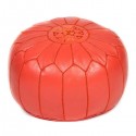 Pouf design cuir marocain rouge pouf en cuir véritable fait main
