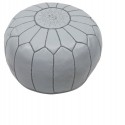 Pouf design cuir marocain gris pouf en cuir véritable fait main