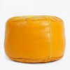 Pouf Nejma en cuir moutarde pouf marocain en cuir véritable fait main