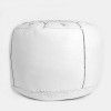 Pouf Nejma en cuir blanc pouf marocain en cuir véritable fait main