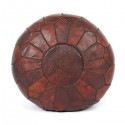 Pouf design cuir marocain couleur chocolat pouf en cuir véritable fait main
