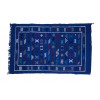 Tapis vintage fait main tapis berbere aux motifs ethniques sur fond bleu
