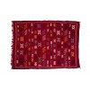 Tapis vintage fait main tapis berbere aux motifs ethniques sur fond rouge