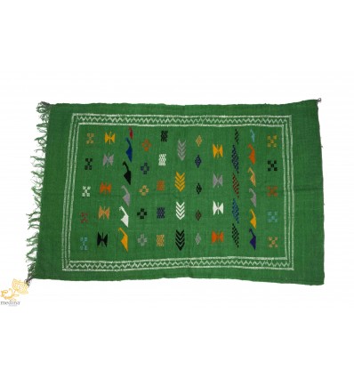 Tapis vintage fait main tapis berbere aux motifs ethniques sur fond vert